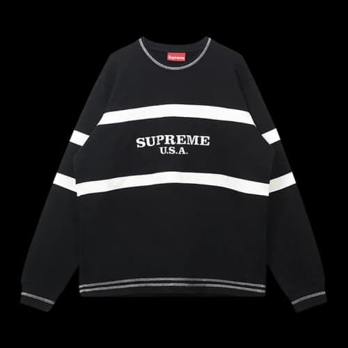 Supreme Center Stripe Crewneck 'Black'