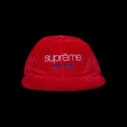 Supreme Waffle Cord Classic Logo 6-Panel 'Red'