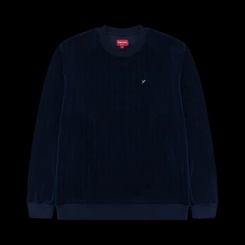 Supreme Ribbed Velour Crewneck 'Navy'