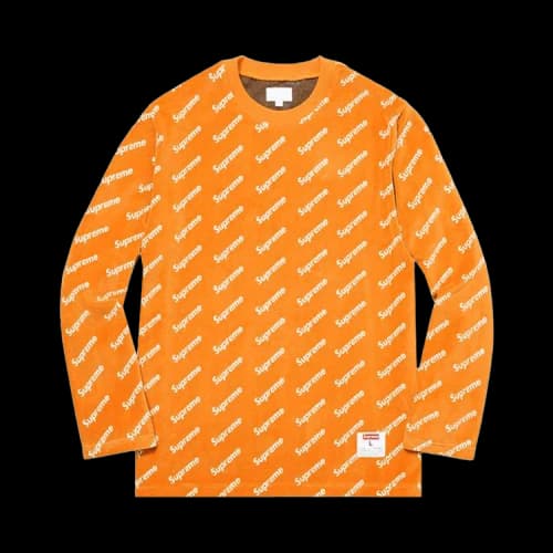 Supreme Velour Diagonal Logo Long-Sleeve Top 'Orange'