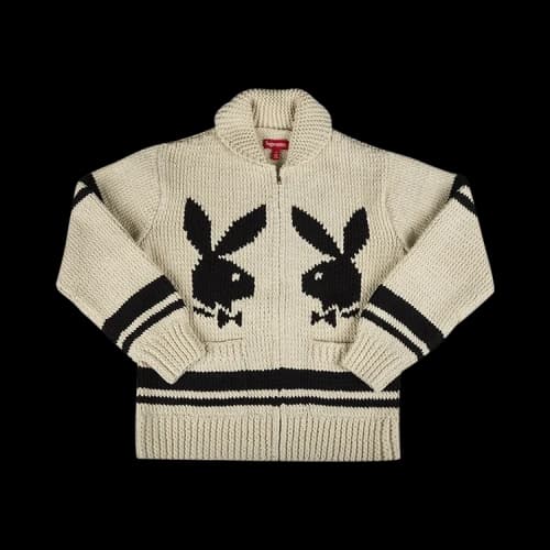 Supreme x Playboy Shawl Collar Full Zip Sweater 'White'
