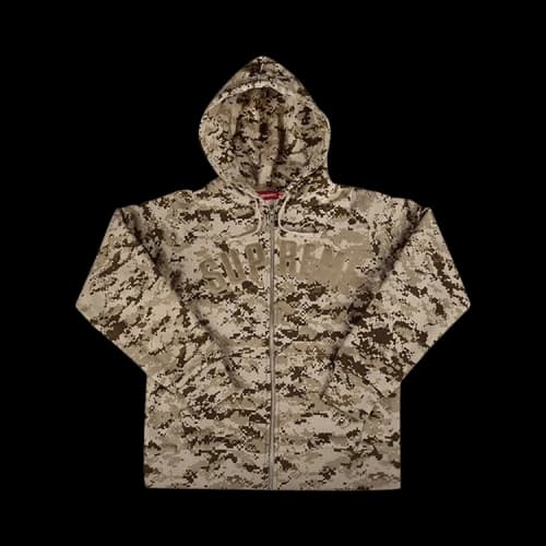 Supreme Arc Logo Thermal Zip Up Sweatshirt 'Tan'