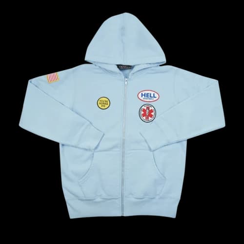Supreme Hysteric Glamour Patches Zip Up Sweatshirt 'Light Blue'
