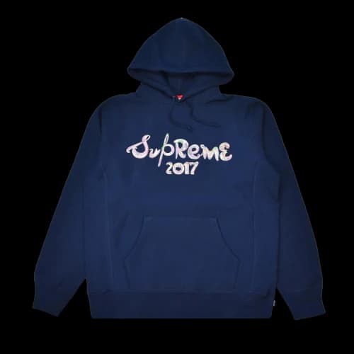 Supreme Brush Logo Hooded Sweatshirt 'Navy'