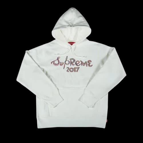 Supreme Brush Logo Hooded Sweatshirt 'White'