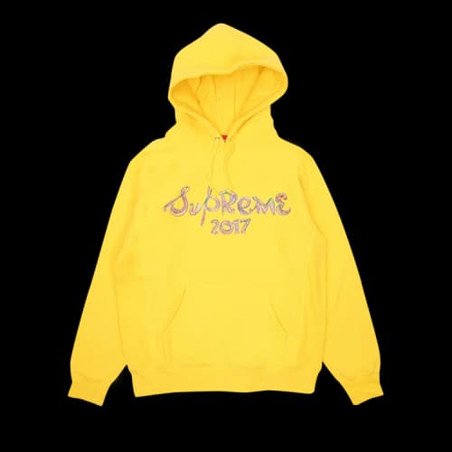 Supreme Brush Logo Hooded Sweatshirt 'Yellow'