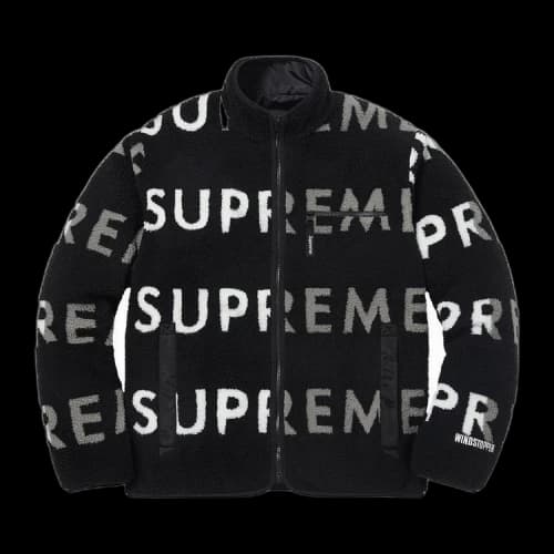 Supreme Reversible Logo Fleece Jacket 'Black'