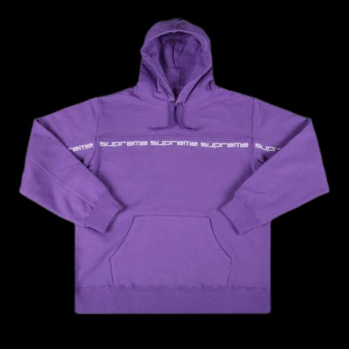 Supreme Text Stripe Hooded Sweatshirt 'Violet'