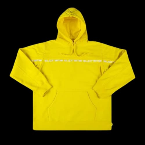 Supreme Text Stripe Hooded Sweatshirt 'Yellow'