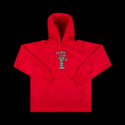 Supreme Flowers Hooded Sweatshirt 'Red'