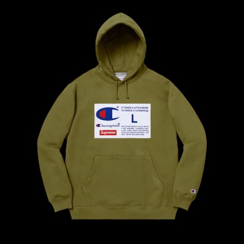 Supreme x Champion Label Hooded Sweatshirt 'Olive'