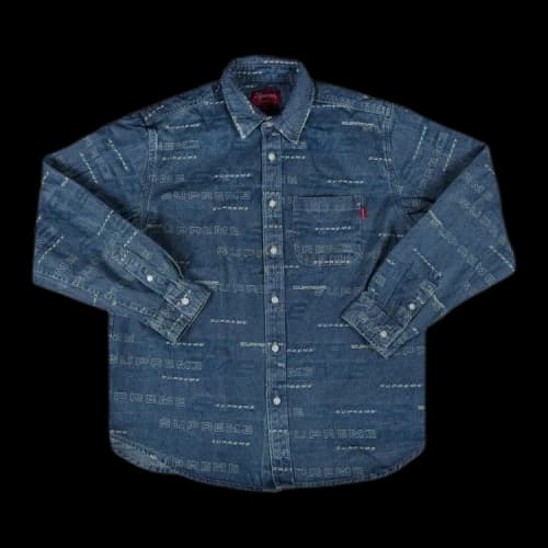 Supreme Dimensions Logo Denim Shirt 'Blue'