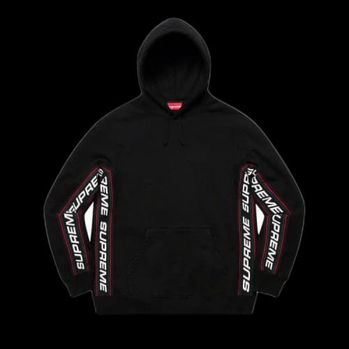 Supreme Text Rib Hooded Sweatshirt 'Black'