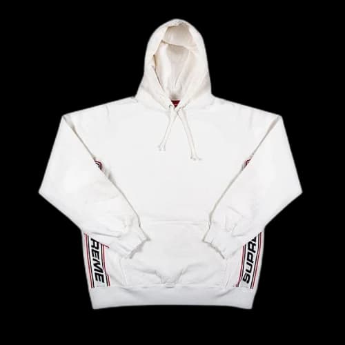 Supreme Text Rib Hooded Sweatshirt 'White'