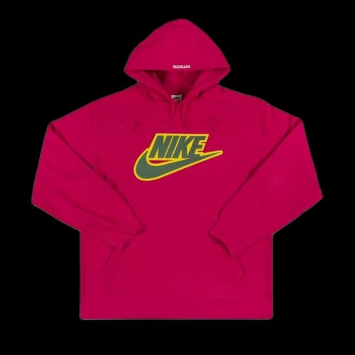 Supreme x Nike Leather Appliqué Hooded Sweatshirt 'Red'