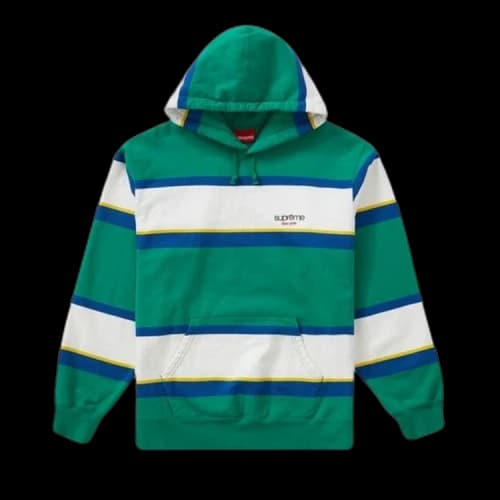 Supreme Stripe Hooded Sweatshirt 'Green'