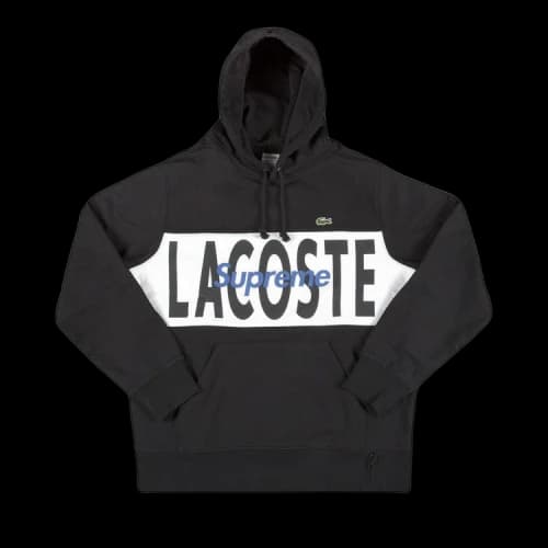Supreme x Lacoste Logo Panel Hooded Sweatshirt 'Black'