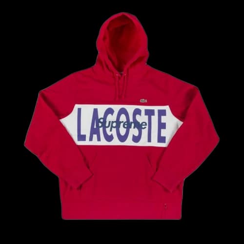 Supreme x Lacoste Logo Panel Hooded Sweatshirt 'Red'