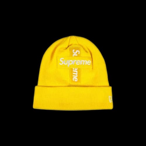 Supreme x New Era Cross Box Logo Beanie 'Lemon'