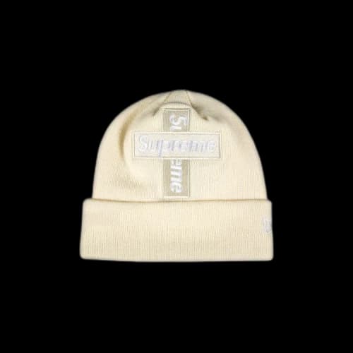 Supreme x New Era Cross Box Logo Beanie 'Natural'