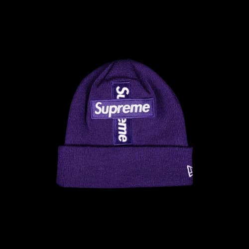 Supreme x New Era Cross Box Logo Beanie 'Purple'