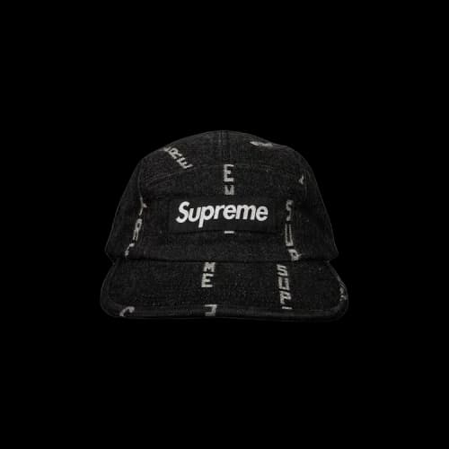 Supreme Logo Stripe Jacquard Denim Camp Cap 'Black'