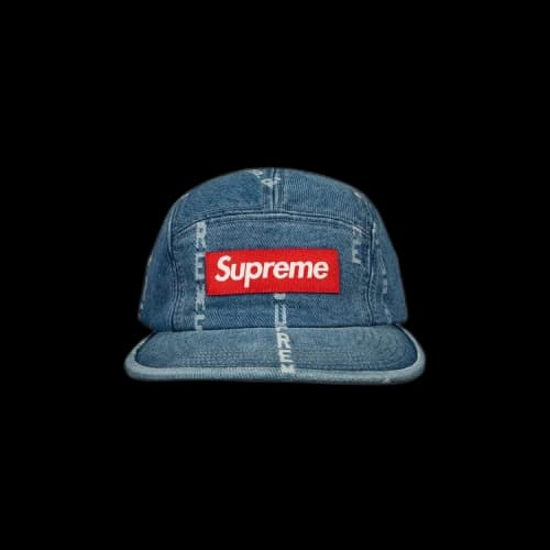 Supreme Logo Stripe Jacquard Denim Camp Cap 'Blue'