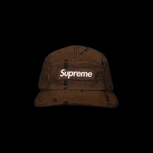 Supreme Logo Stripe Jacquard Denim Camp Cap 'Brown'