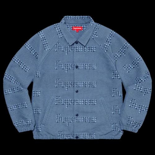 Supreme Houndstooth Logos Snap Front Jacket 'Blue'