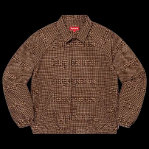 Supreme Houndstooth Logos Snap Front Jacket 'Brown'