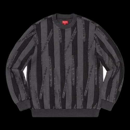 Supreme Textured Stripe Crewneck 'Black'