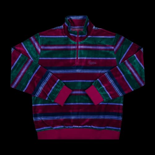 Supreme Stripe Velour Half Zip Pullover 'Purple'