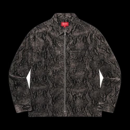 Supreme Snakeskin Corduroy Zip Up Shirt 'Black'