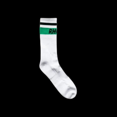 Rhude Two Stripe Logo Sock 'White/Green'