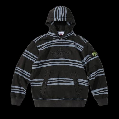 Supreme x Stone Island Warp Stripe Hooded Sweatshirt 'Black'