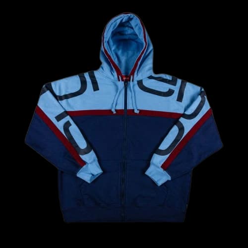 Supreme Big Logo Paneled Zip Up Hooded Sweatshirt 'Navy'