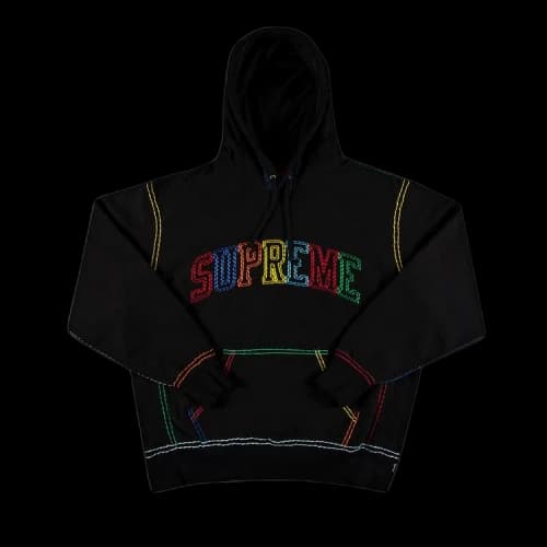 Supreme Big Stitch Hooded Sweatshirt 'Black'