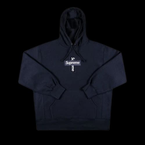 Supreme Cross Box Logo Hooded Sweatshirt 'Navy'