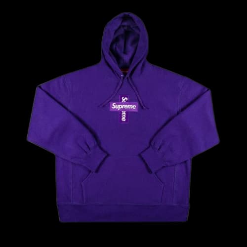 Supreme Cross Box Logo Hooded Sweatshirt 'Purple'