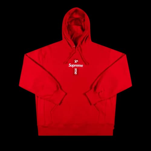 Supreme Cross Box Logo Hooded Sweatshirt 'Red'