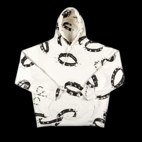Supreme Studded Collars Hooded Sweatshirt 'White'
