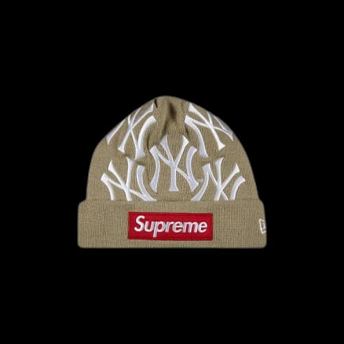 Supreme x New York Yankees x New Era Box Logo Beanie 'Tan'