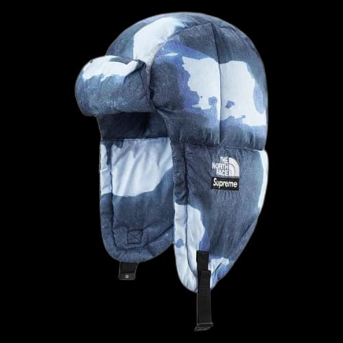 Supreme x The North Face Bleached Denim Print Nuptse Trooper 'Indigo'