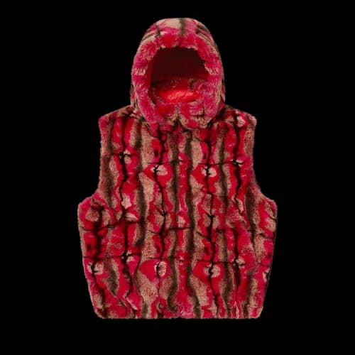 Supreme Faux Fur Hooded Vest 'Red'