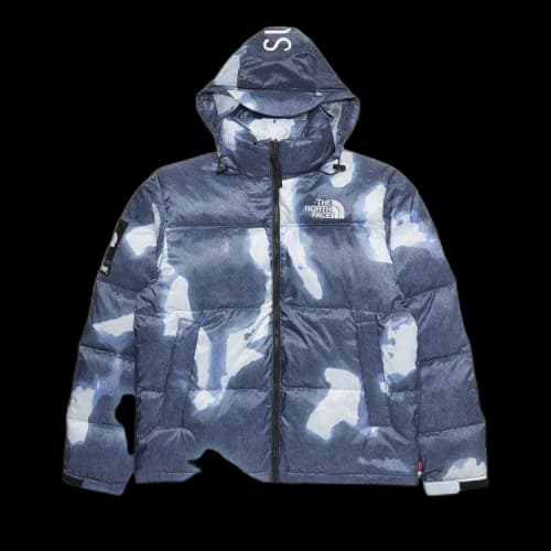 Supreme x The North Face Bleached Denim Print Nuptse Jacket 'Indigo'