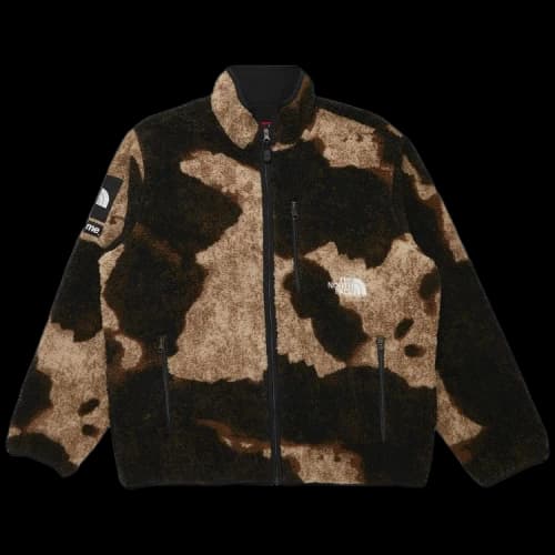 Supreme x The North Face Bleached Denim Print Fleece Jacket 'Black'