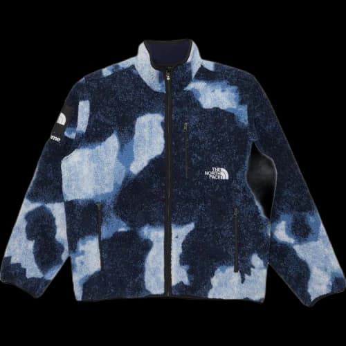 Supreme x The North Face Bleached Denim Print Fleece Jacket 'Indigo'