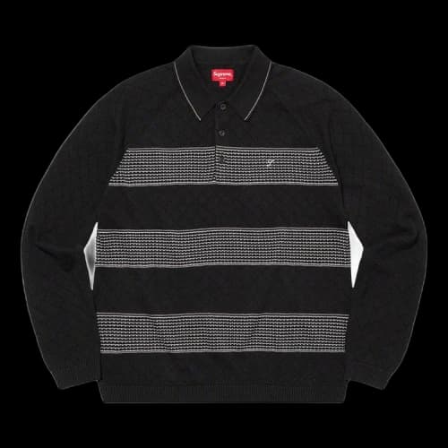 Supreme Knit Stripe Long-Sleeve Polo 'Black'