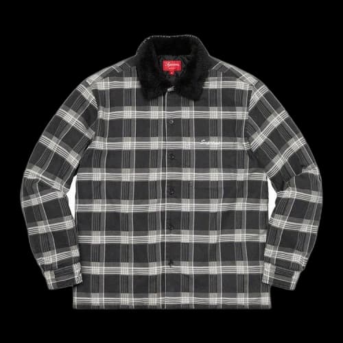Supreme Faux Fur Collar Flannel Shirt 'Black'