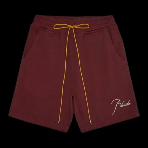 Rhude Signature Logo Terry Short 'Maroon'
